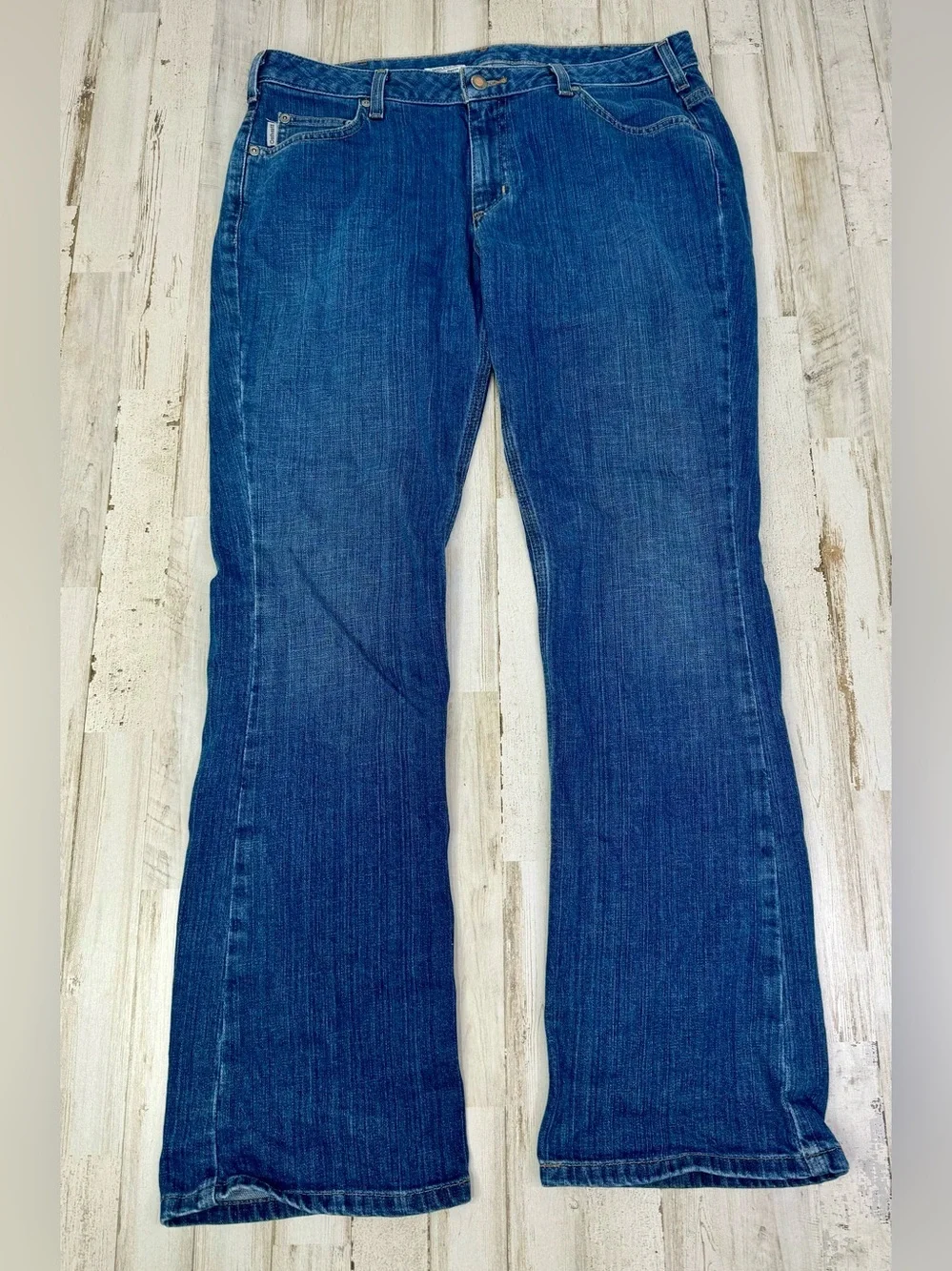 Carhartt Jeans Womens 12 (36x32) Blue Denim Pants Outdoors Workwear Cotton